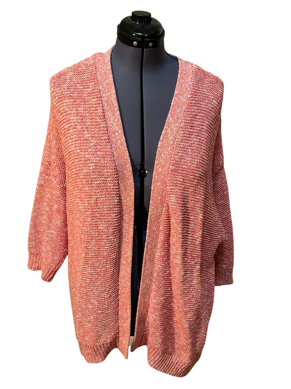 Lane Bryant Womens Plus Size 26/28 Open Front Duster Cardigan Sweater Coral Pink